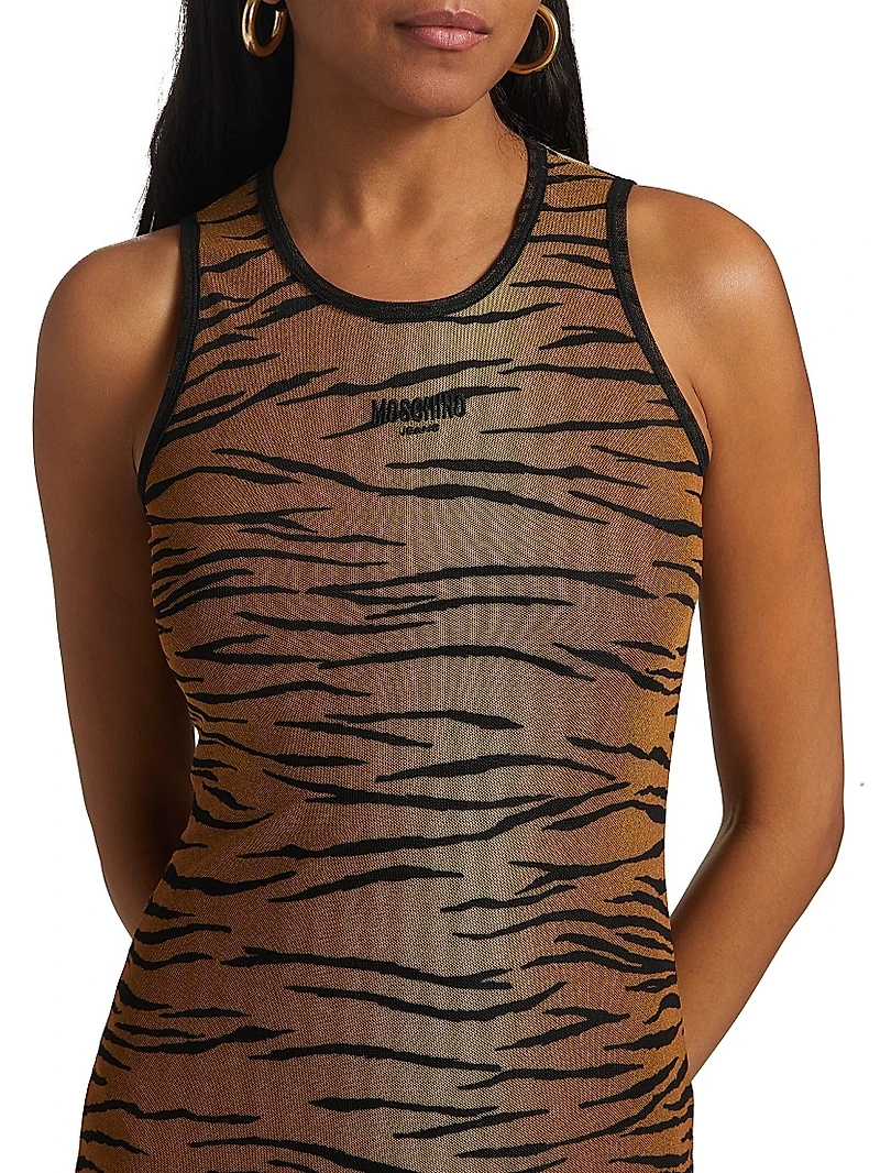Tiger Stripe Sheer Body-Con Dress