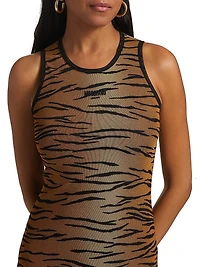 Tiger Stripe Sheer Body-Con Dress