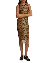 Tiger Stripe Sheer Body-Con Dress