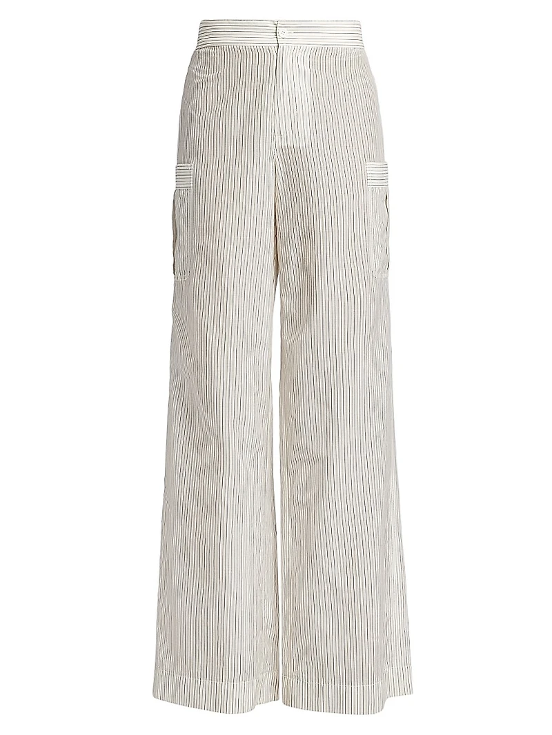 Striped Cotton-Silk Utility Pants