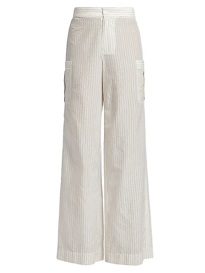 Striped Cotton-Silk Utility Pants