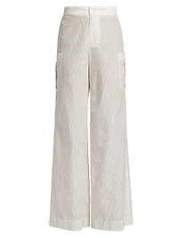 Striped Cotton-Silk Utility Pants