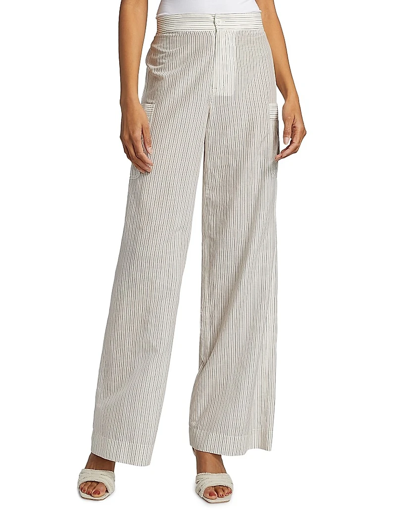 Striped Cotton-Silk Utility Pants