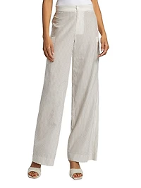 Striped Cotton-Silk Utility Pants