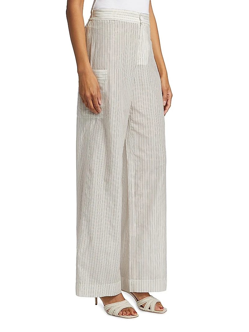 Striped Cotton-Silk Utility Pants