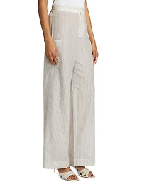 Striped Cotton-Silk Utility Pants