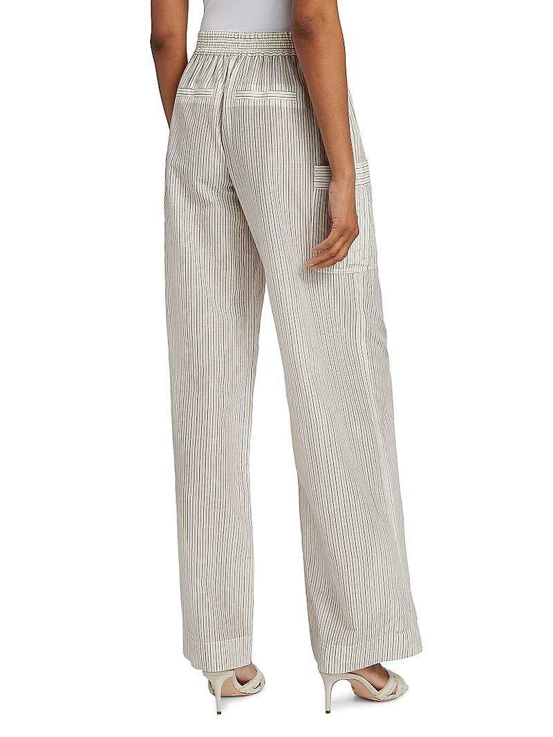 Striped Cotton-Silk Utility Pants