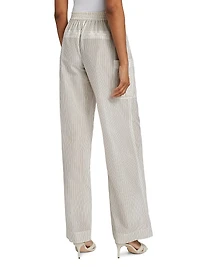 Striped Cotton-Silk Utility Pants