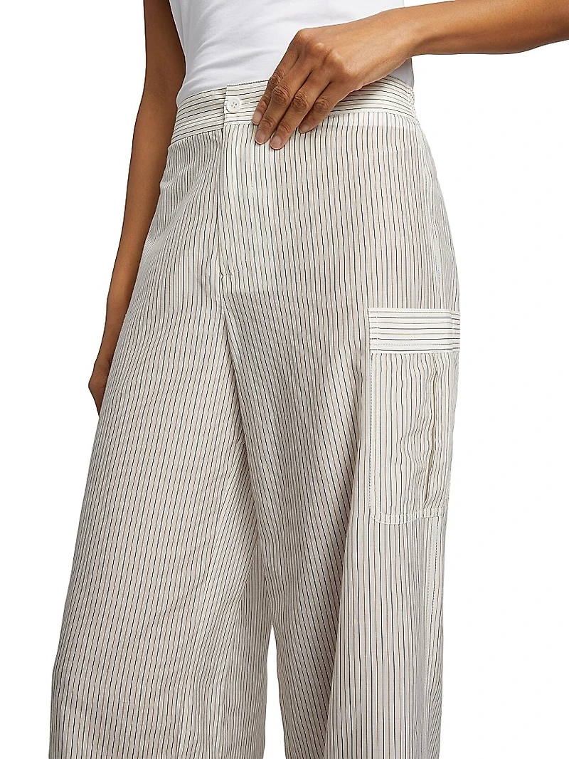 Striped Cotton-Silk Utility Pants