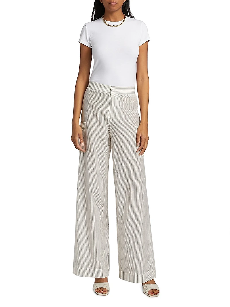 Striped Cotton-Silk Utility Pants