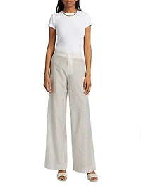 Striped Cotton-Silk Utility Pants