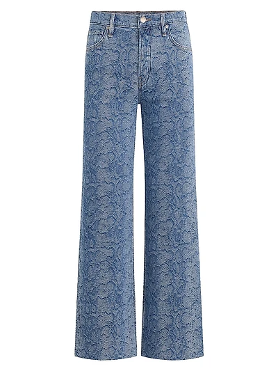 Rosie Snake-Print High-Rise Wide-Leg Jeans