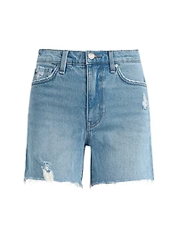 Devon Distressed Denim High-Rise Boyfriend Shorts