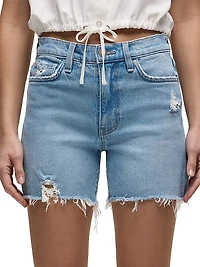 Devon Distressed Denim High-Rise Boyfriend Shorts
