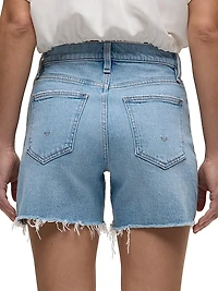 Devon Distressed Denim High-Rise Boyfriend Shorts