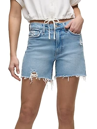 Devon Distressed Denim High-Rise Boyfriend Shorts