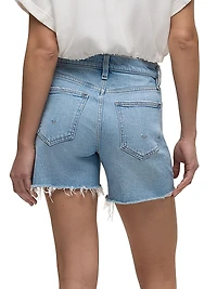 Devon Distressed Denim High-Rise Boyfriend Shorts