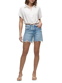 Devon Distressed Denim High-Rise Boyfriend Shorts