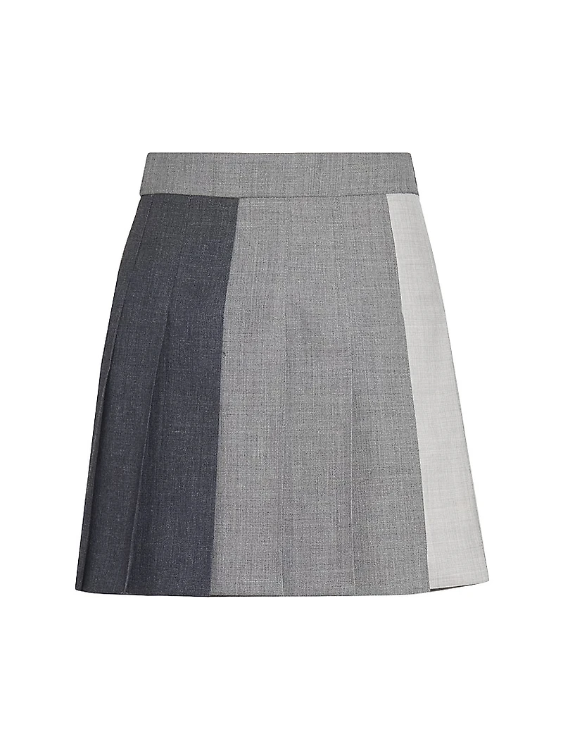Pleated Wool Miniskirt