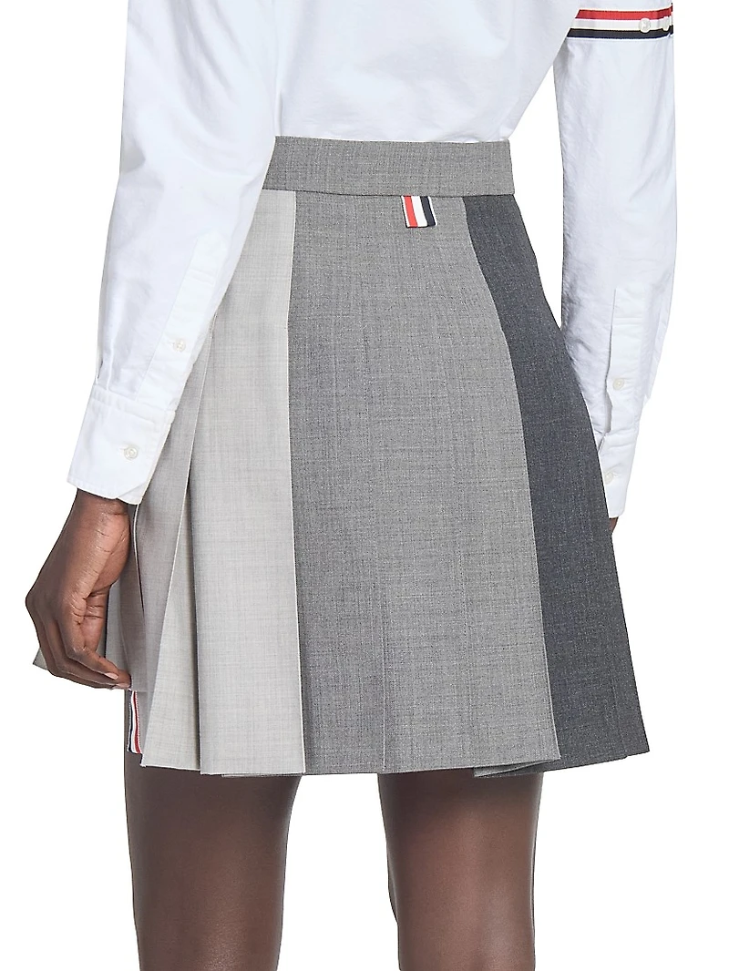 Pleated Wool Miniskirt