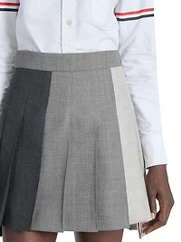 Pleated Wool Miniskirt