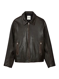 Distressed-Look Leather Jacket