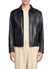 Distressed-Look Leather Jacket