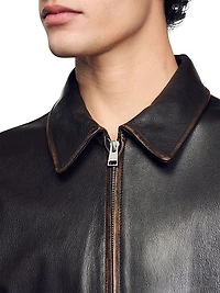 Distressed-Look Leather Jacket