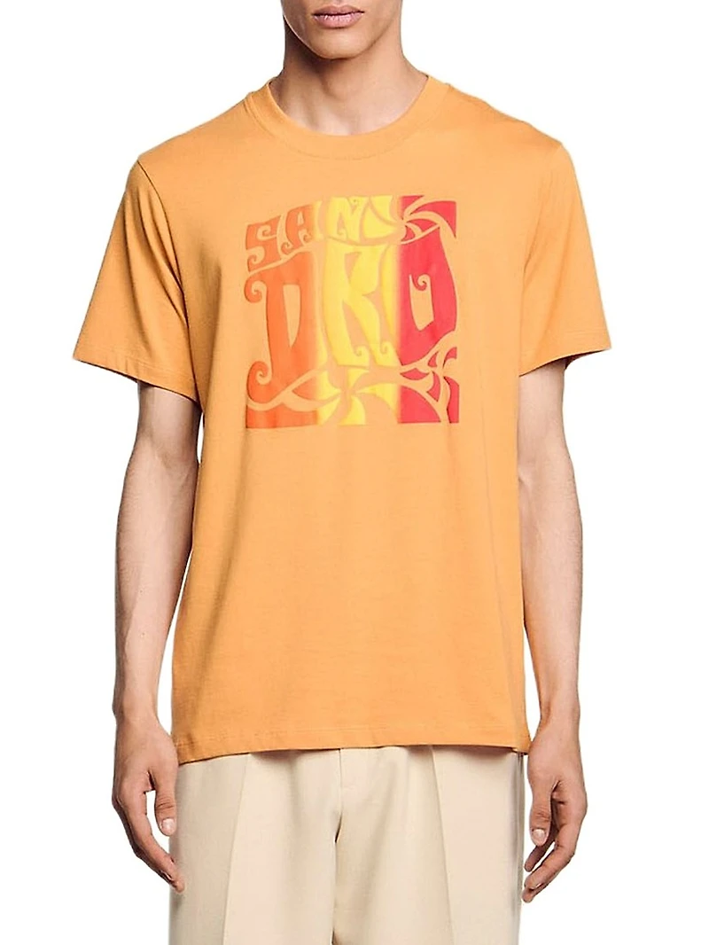 Wave Print Cotton T-Shirt