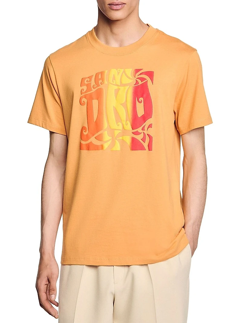 Wave Print Cotton T-Shirt