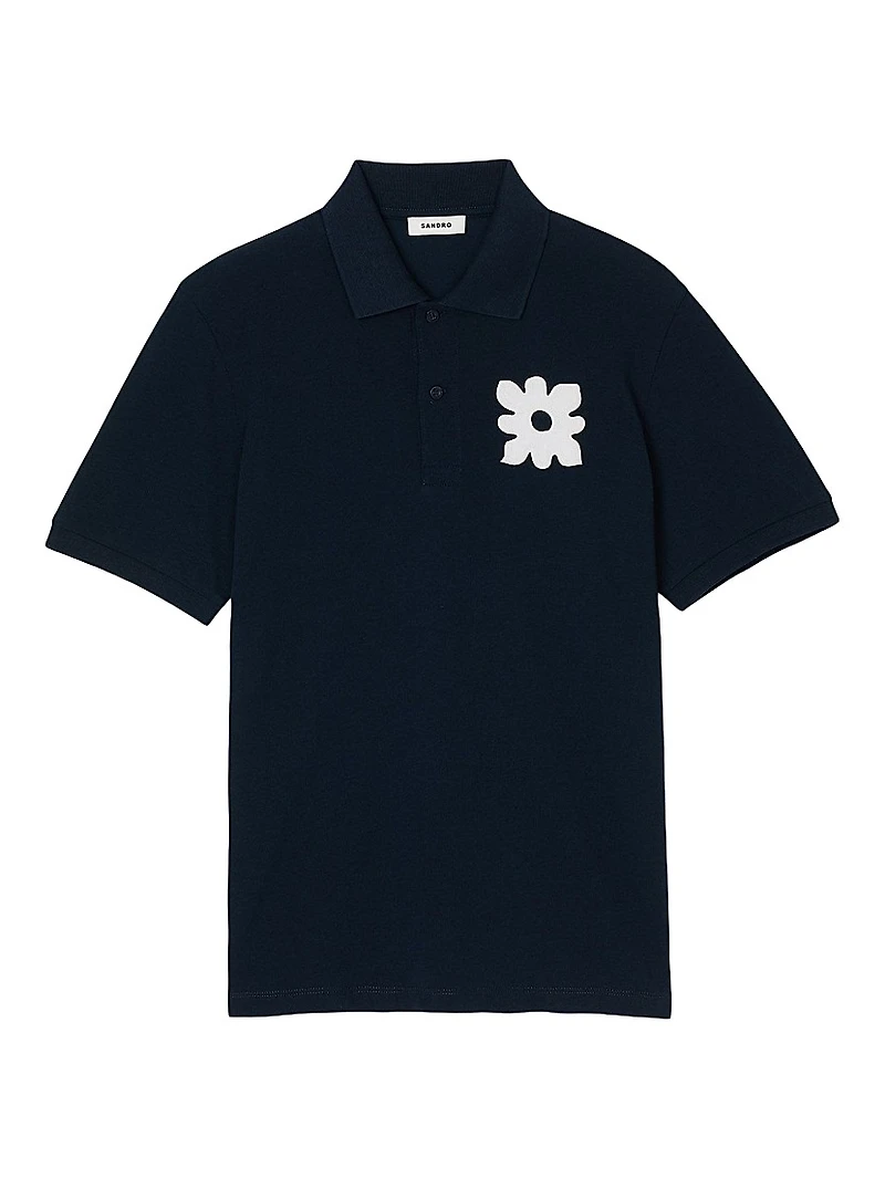 Polo Shirt with Flower Patch