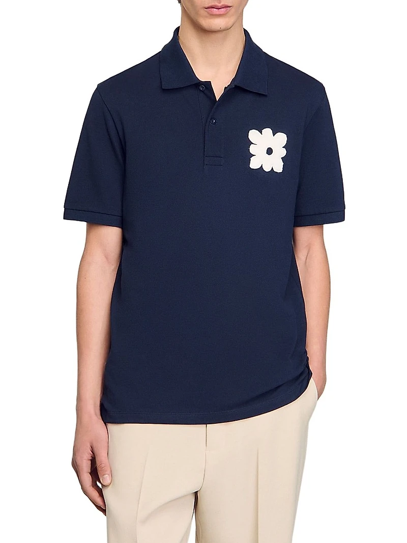 Polo Shirt with Flower Patch