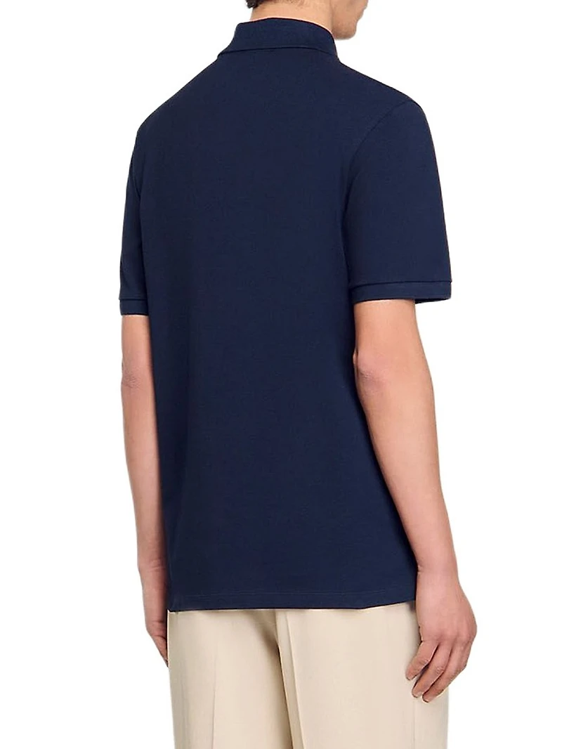 Polo Shirt with Flower Patch