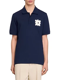 Polo Shirt with Flower Patch