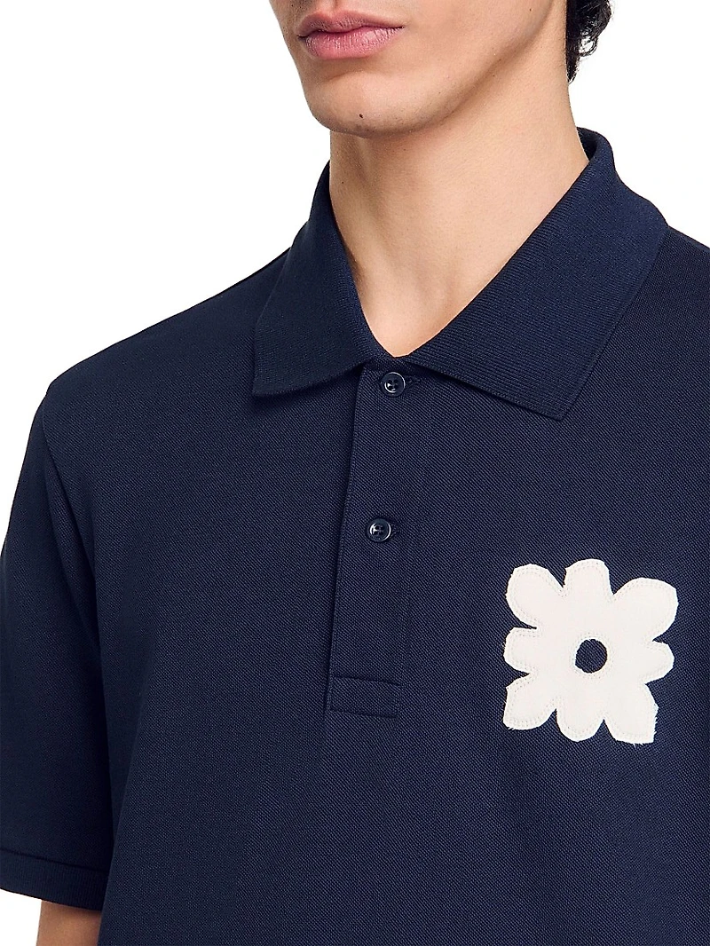 Polo Shirt with Flower Patch