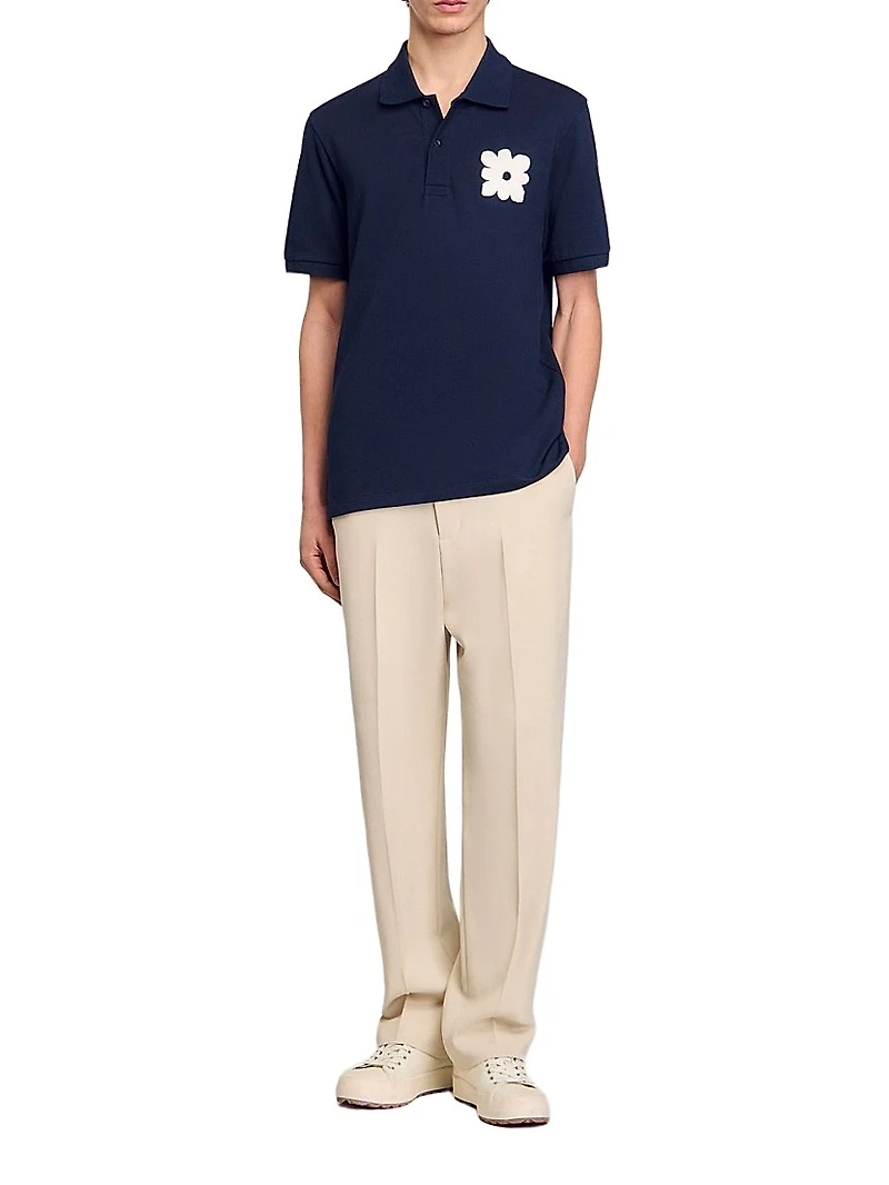 Polo Shirt with Flower Patch