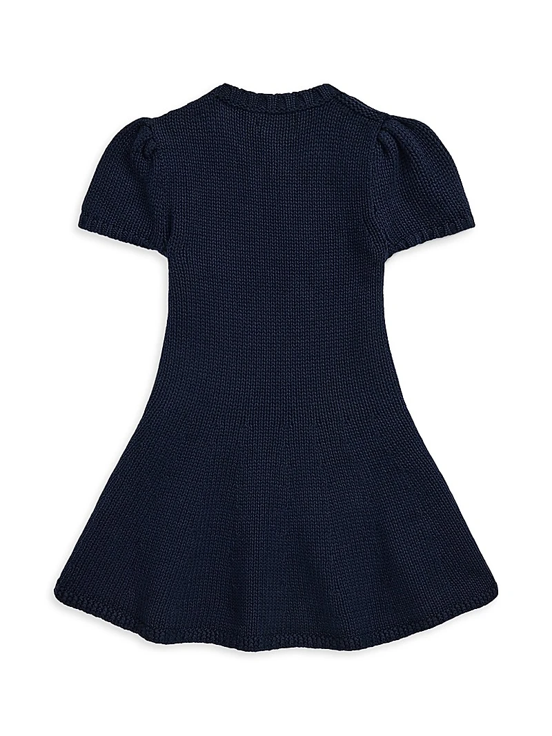 Little Girl's & Flag Puff-Sleeve Sweater Dress