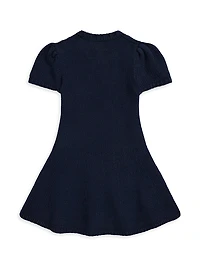 Little Girl's & Flag Puff-Sleeve Sweater Dress
