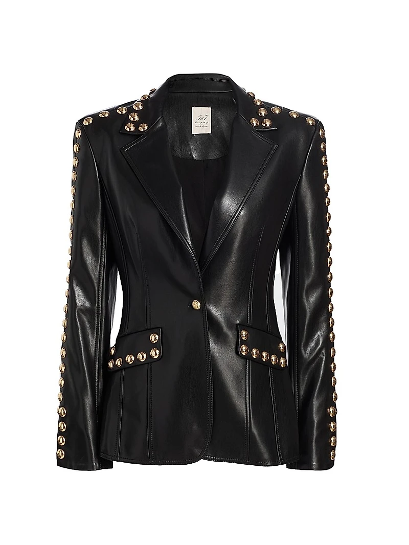 Milly Studded Faux-Leather Jacket