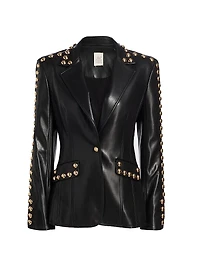Milly Studded Faux-Leather Jacket