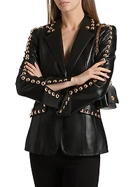 Milly Studded Faux-Leather Jacket