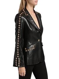 Milly Studded Faux-Leather Jacket