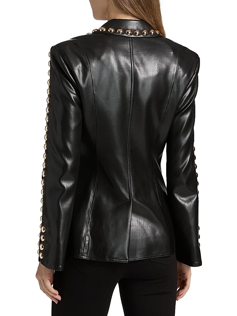 Milly Studded Faux-Leather Jacket