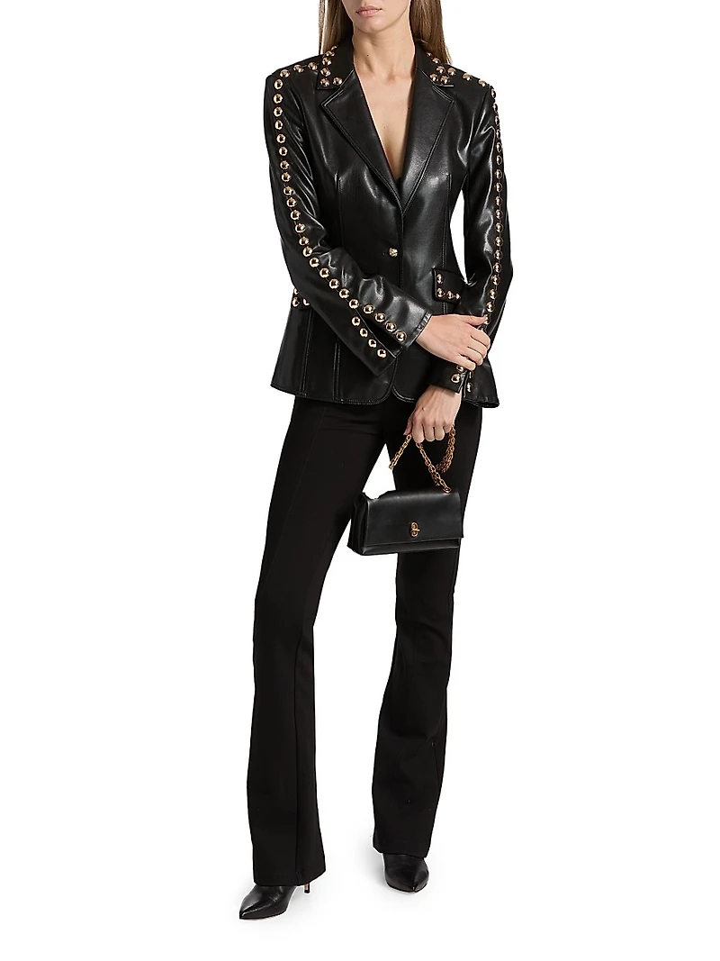 Milly Studded Faux-Leather Jacket