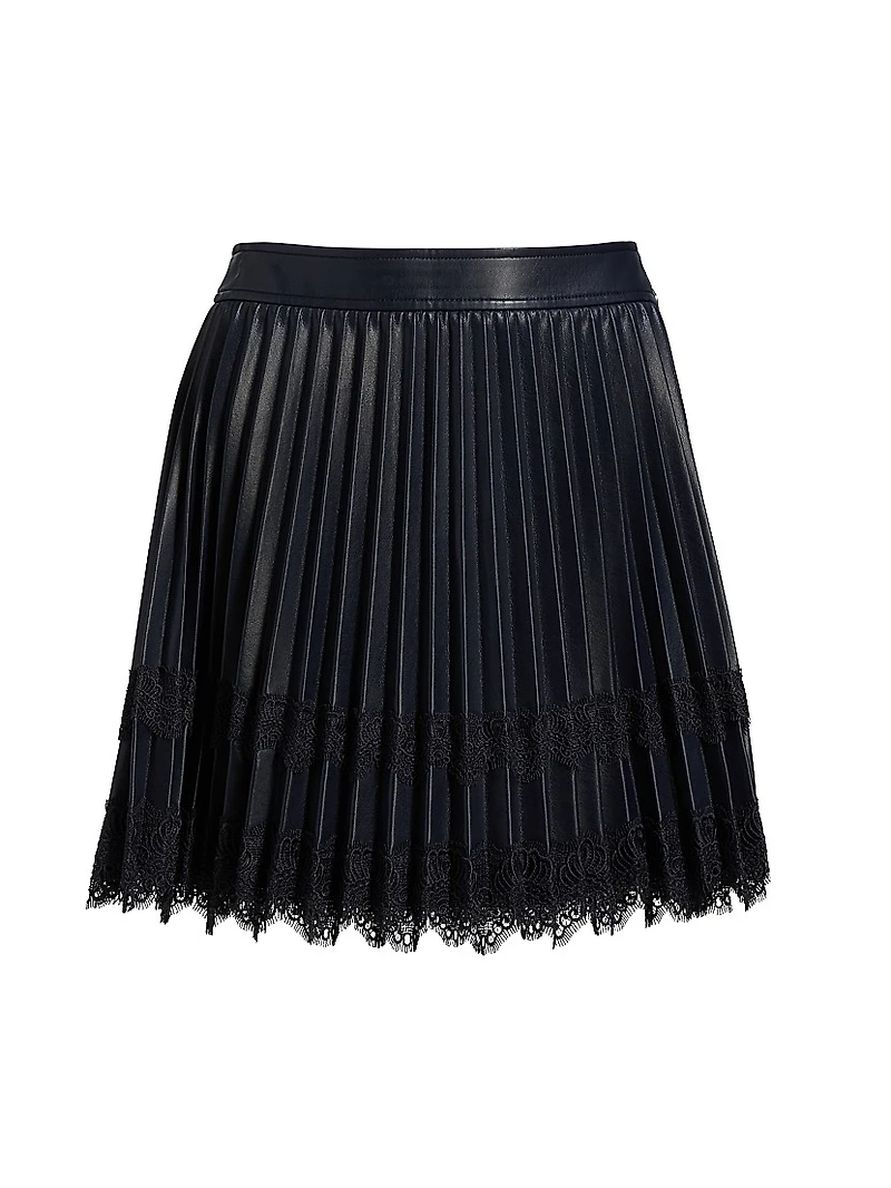 Laney Faux Leather Pleated Miniskirt