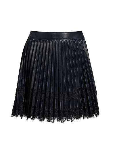 Laney Faux Leather Pleated Miniskirt