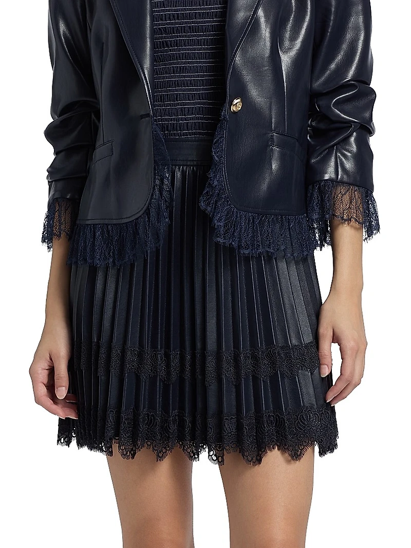 Laney Faux Leather Pleated Miniskirt