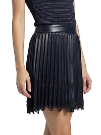 Laney Faux Leather Pleated Miniskirt