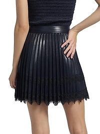 Laney Faux Leather Pleated Miniskirt