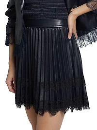 Laney Faux Leather Pleated Miniskirt
